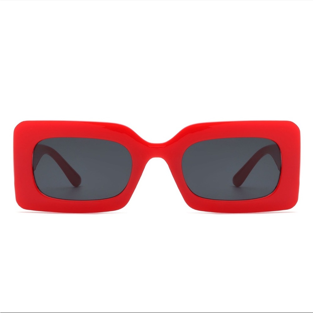 Zyra - Square Flat Top Narrow Tinted  Fashion Sunglasses